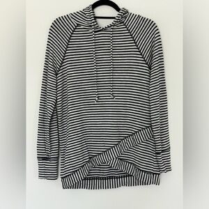 Soft Surroundings Women’s XS Lazy Sunday Gray & Black Striped Hoodie